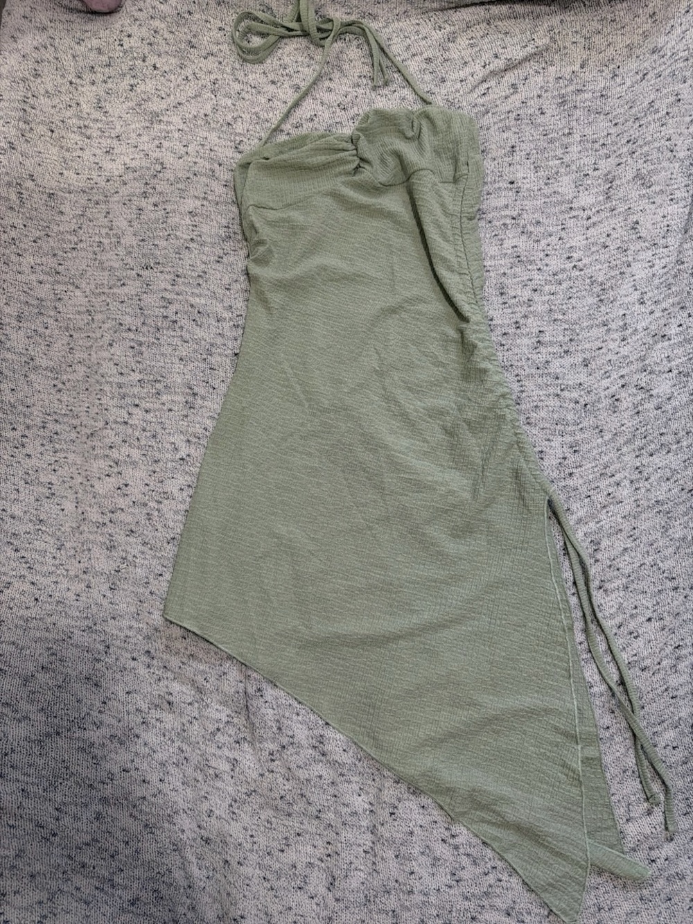 SHEIN Olive Green Halter Asymmetrical Dress